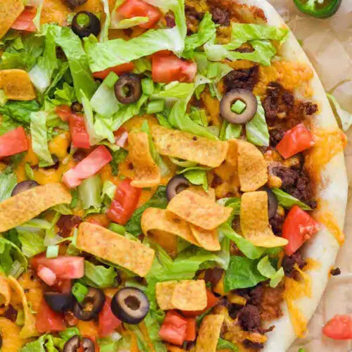 Easy Taco Pizza Recipe - Ground Beef Pizza Recipe | One Dollar Kitchen